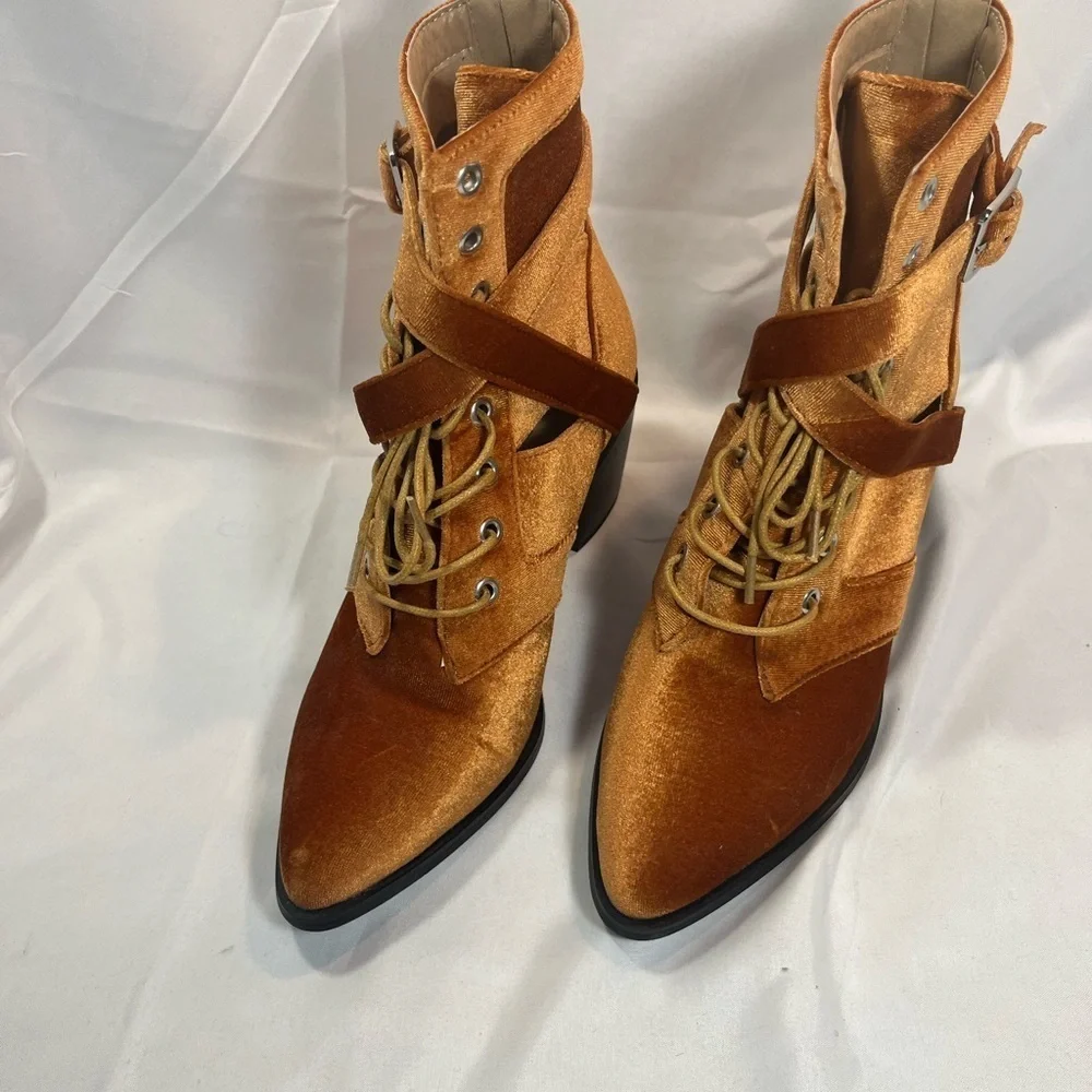 Like New!!!  Nasty Gal Copper Velvet Velour Booties